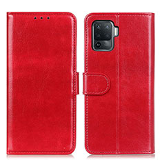 Leather Case Stands Flip Cover Holder M07L for Oppo A94 4G Red