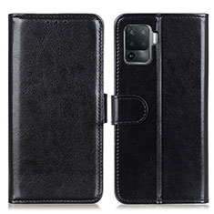 Leather Case Stands Flip Cover Holder M07L for Oppo F19 Pro Black
