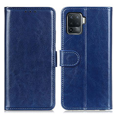 Leather Case Stands Flip Cover Holder M07L for Oppo F19 Pro Blue