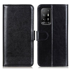 Leather Case Stands Flip Cover Holder M07L for Oppo F19 Pro+ Plus 5G Black