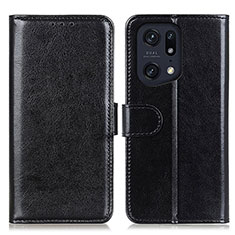 Leather Case Stands Flip Cover Holder M07L for Oppo Find X5 Pro 5G Black