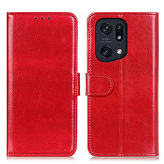 Leather Case Stands Flip Cover Holder M07L for Oppo Find X5 Pro 5G Red
