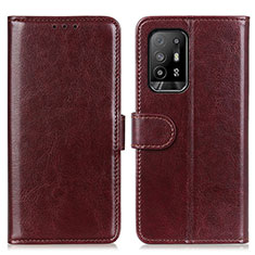 Leather Case Stands Flip Cover Holder M07L for Oppo Reno5 Z 5G Brown