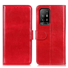Leather Case Stands Flip Cover Holder M07L for Oppo Reno5 Z 5G Red