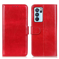 Leather Case Stands Flip Cover Holder M07L for Oppo Reno6 Pro 5G India Red