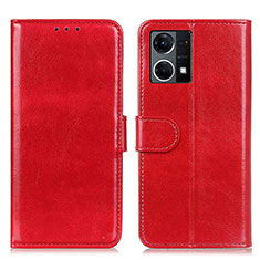 Leather Case Stands Flip Cover Holder M07L for Oppo Reno7 4G Red