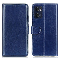 Leather Case Stands Flip Cover Holder M07L for Oppo Reno7 5G Blue
