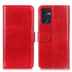 Leather Case Stands Flip Cover Holder M07L for Oppo Reno7 5G Red