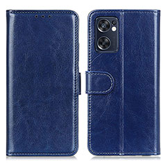 Leather Case Stands Flip Cover Holder M07L for Oppo Reno7 SE 5G Blue