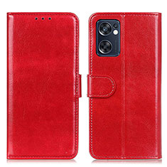 Leather Case Stands Flip Cover Holder M07L for Oppo Reno7 SE 5G Red