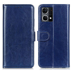 Leather Case Stands Flip Cover Holder M07L for Oppo Reno8 4G Blue