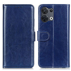 Leather Case Stands Flip Cover Holder M07L for Oppo Reno8 5G Blue