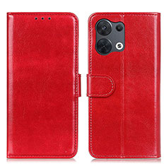 Leather Case Stands Flip Cover Holder M07L for Oppo Reno8 5G Red