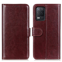 Leather Case Stands Flip Cover Holder M07L for Realme 8s 5G Brown