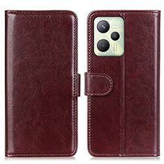 Leather Case Stands Flip Cover Holder M07L for Realme C35 Brown