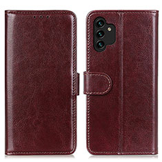 Leather Case Stands Flip Cover Holder M07L for Samsung Galaxy A04s Brown