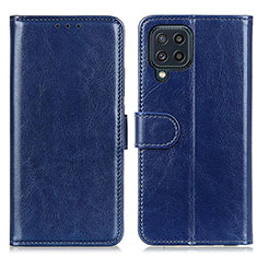 Leather Case Stands Flip Cover Holder M07L for Samsung Galaxy M32 4G Blue
