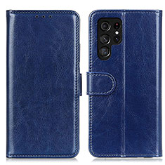 Leather Case Stands Flip Cover Holder M07L for Samsung Galaxy S21 Ultra 5G Blue