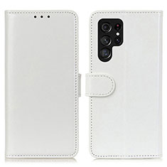 Leather Case Stands Flip Cover Holder M07L for Samsung Galaxy S21 Ultra 5G White