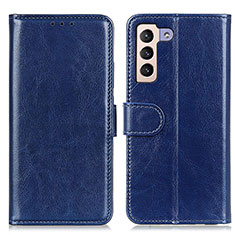 Leather Case Stands Flip Cover Holder M07L for Samsung Galaxy S22 5G Blue