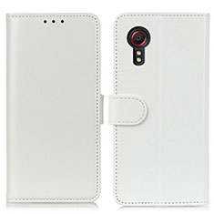 Leather Case Stands Flip Cover Holder M07L for Samsung Galaxy XCover 5 SM-G525F White