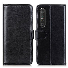 Leather Case Stands Flip Cover Holder M07L for Sony Xperia 1 III Black