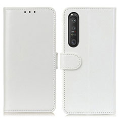 Leather Case Stands Flip Cover Holder M07L for Sony Xperia 1 III White