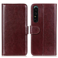 Leather Case Stands Flip Cover Holder M07L for Sony Xperia 1 IV SO-51C Brown
