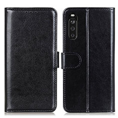 Leather Case Stands Flip Cover Holder M07L for Sony Xperia 10 III Black
