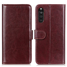 Leather Case Stands Flip Cover Holder M07L for Sony Xperia 10 III Brown