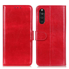 Leather Case Stands Flip Cover Holder M07L for Sony Xperia 10 III Red