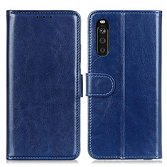 Leather Case Stands Flip Cover Holder M07L for Sony Xperia 10 III SO-52B Blue
