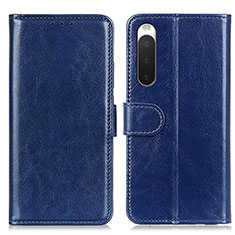 Leather Case Stands Flip Cover Holder M07L for Sony Xperia 10 IV Blue