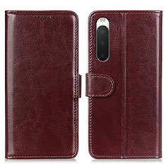 Leather Case Stands Flip Cover Holder M07L for Sony Xperia 10 IV Brown