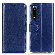 Leather Case Stands Flip Cover Holder M07L for Sony Xperia 5 III Blue