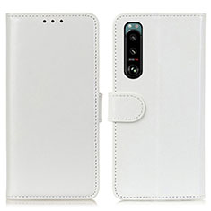 Leather Case Stands Flip Cover Holder M07L for Sony Xperia 5 III White