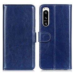 Leather Case Stands Flip Cover Holder M07L for Sony Xperia 5 IV Blue