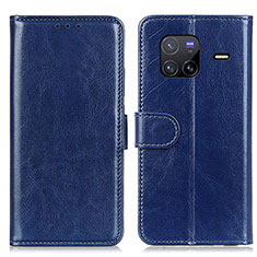 Leather Case Stands Flip Cover Holder M07L for Vivo X80 5G Blue