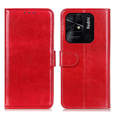 Leather Case Stands Flip Cover Holder M07L for Xiaomi Redmi 10 Power Red