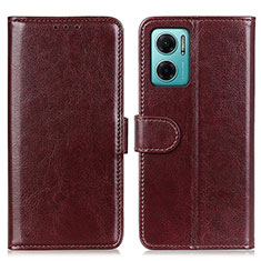 Leather Case Stands Flip Cover Holder M07L for Xiaomi Redmi 10 Prime Plus 5G Brown