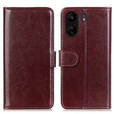 Leather Case Stands Flip Cover Holder M07L for Xiaomi Redmi 13C Brown