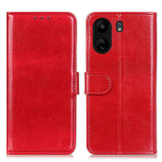 Leather Case Stands Flip Cover Holder M07L for Xiaomi Redmi 13C Red