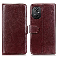 Leather Case Stands Flip Cover Holder M07L for Xiaomi Redmi Note 11R 5G Brown