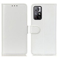 Leather Case Stands Flip Cover Holder M07L for Xiaomi Redmi Note 11S 5G White