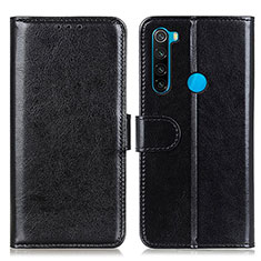 Leather Case Stands Flip Cover Holder M07L for Xiaomi Redmi Note 8 (2021) Black