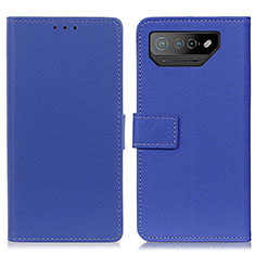 Leather Case Stands Flip Cover Holder M08L for Asus ROG Phone 7 Pro Blue