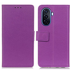 Leather Case Stands Flip Cover Holder M08L for Huawei Enjoy 50 Purple