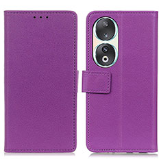 Leather Case Stands Flip Cover Holder M08L for Huawei Honor 90 5G Purple