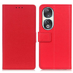 Leather Case Stands Flip Cover Holder M08L for Huawei Honor 90 5G Red