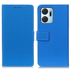 Leather Case Stands Flip Cover Holder M08L for Huawei Honor X7a Blue